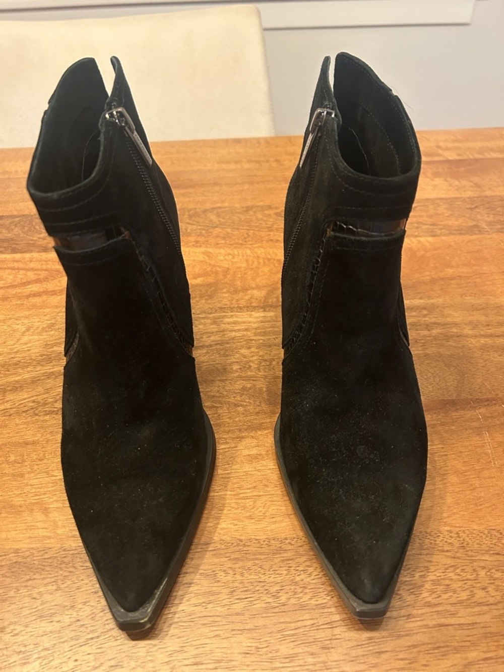 Vince Camuto Black Suede Pointed Toe Ankle Booties